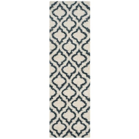 Flowers First 2 ft. 3 in. x 8 ft. Hudson Shag Power Loomed Runner Rug, Ivory & Slate Blue FL1862570